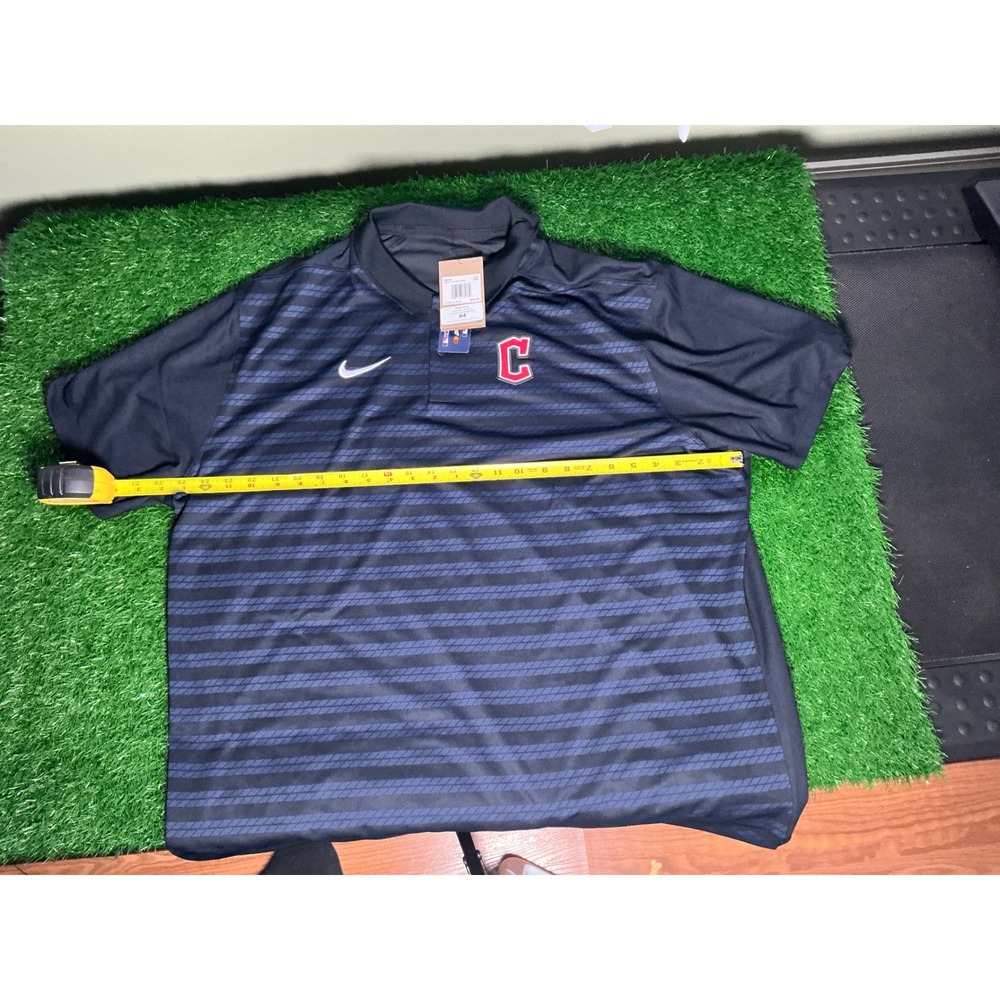 Nike Cleveland Guardians MLB Polo Shirt Mens XXL Navy Blue Dri-FIT Stripe New